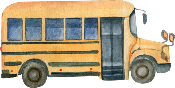 bus school watercolor illustration