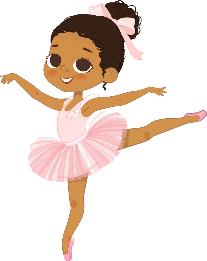 Illustration of a Dancing Ballerina In a Pink Tutu